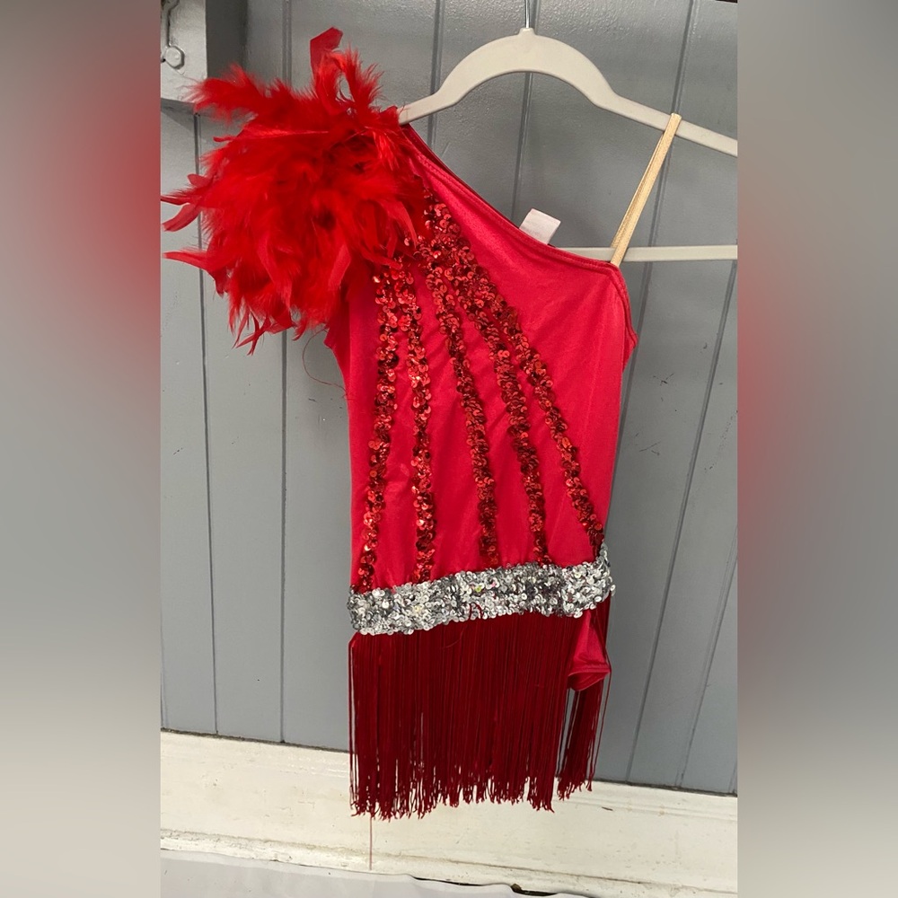 Joanna Designs Vintage Red Sequin Fringe Dance Costume x2!